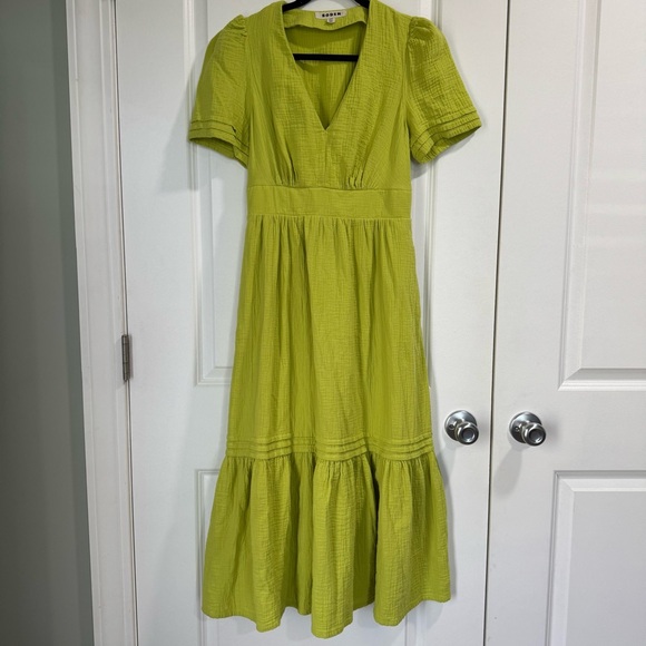 Boden Eve Double Cloth Midi Dress Chartreuse 4 - Picture 3 of 9